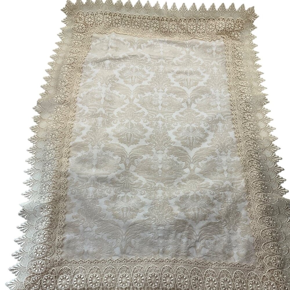Whinny Pillow Sham Intricate Floral Lace Scalloped Traditional French Country
